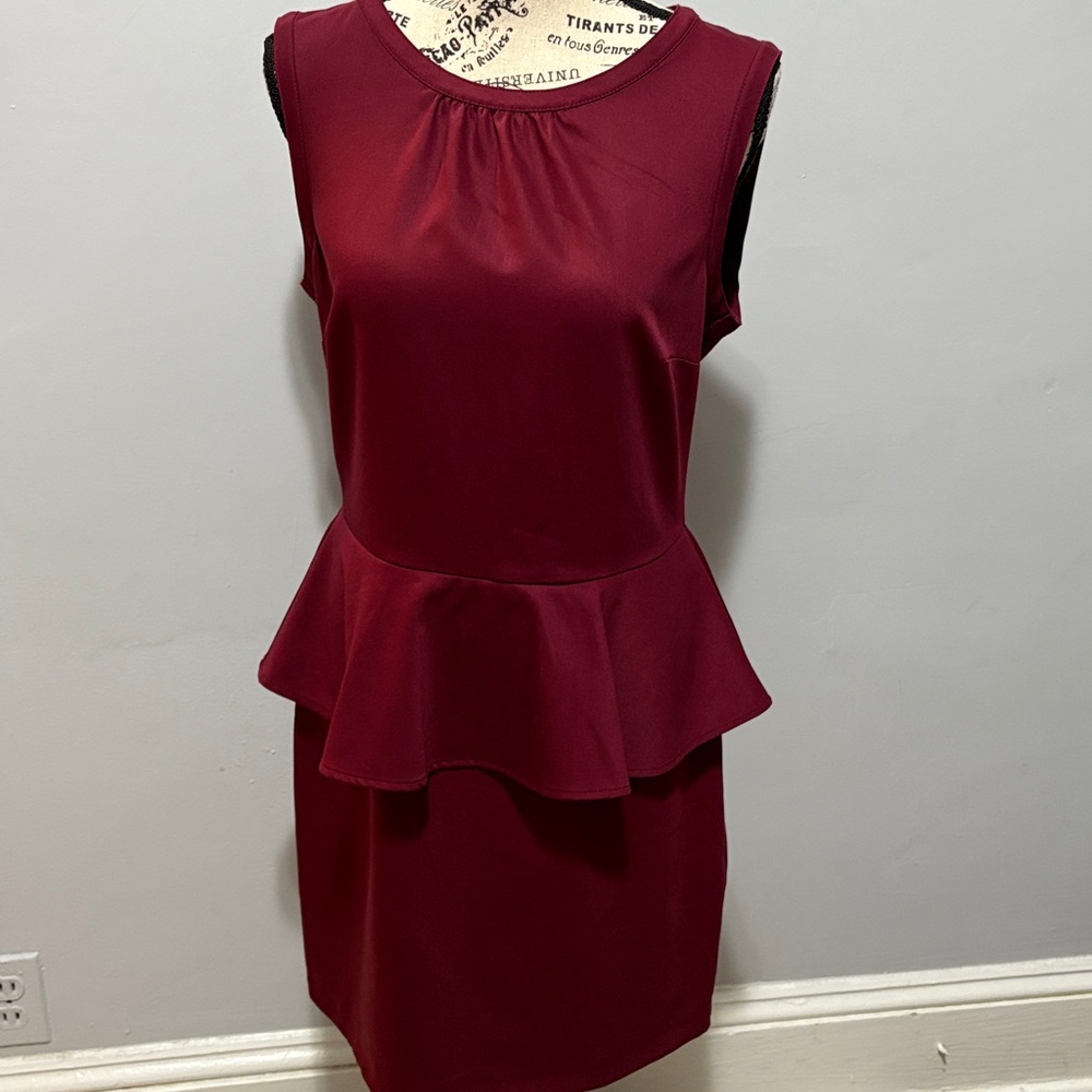 H&M Burgundy Peplum Dress